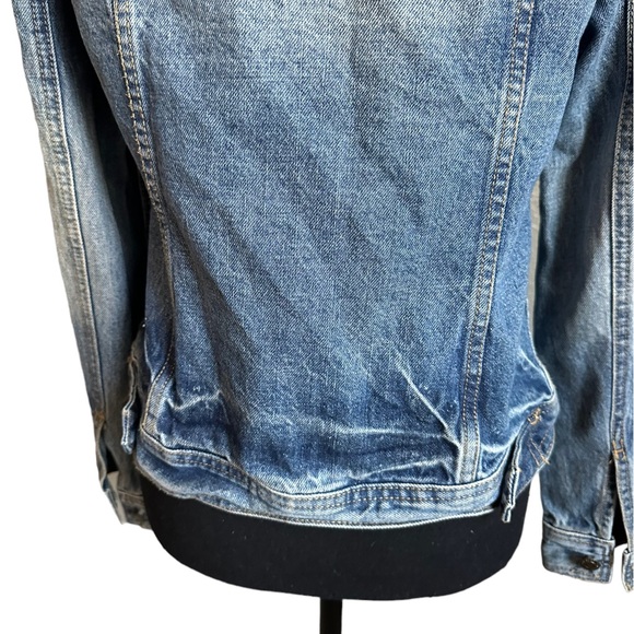 Mossimo Jean Jacket Sherpa Collar Womens Denim Trucker Coat Distressed Size S/P - Picture 8 of 17
